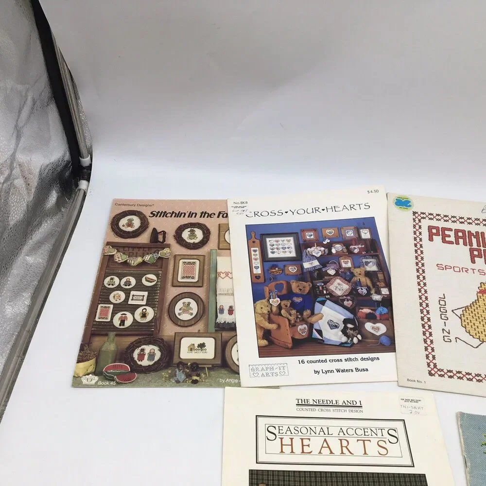 Vintage Counted Cross Stitch Books & Leaflets Peanut Pals Country Hearts Bears